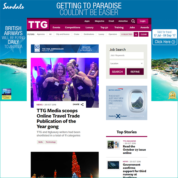 Affino Client TTG Wins Travel Media Awards Online Travel Publication of the Year