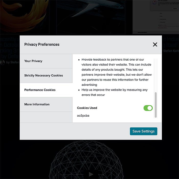 2 : Cookie Settings