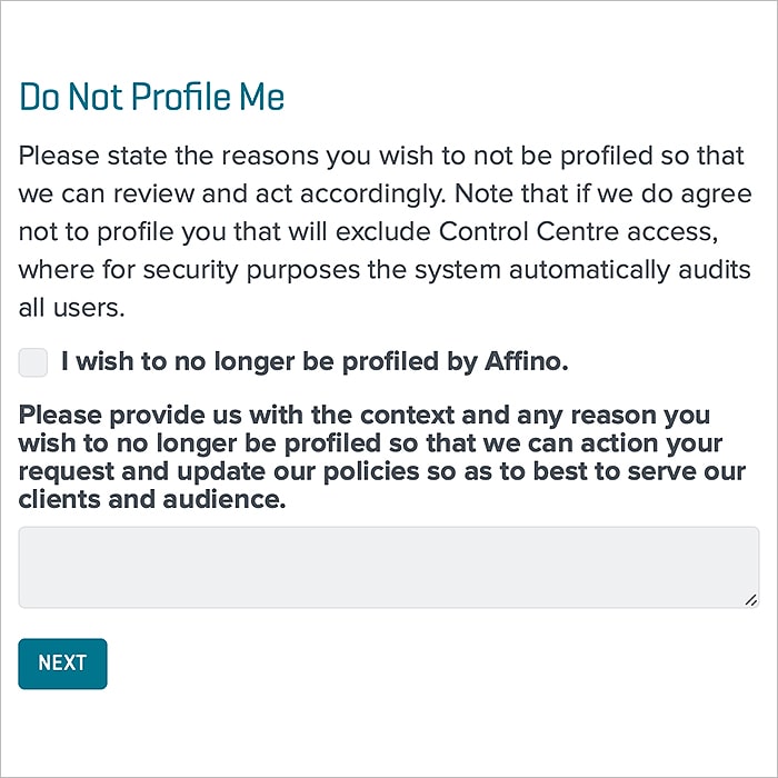 7 : Do Not Profile Me Form