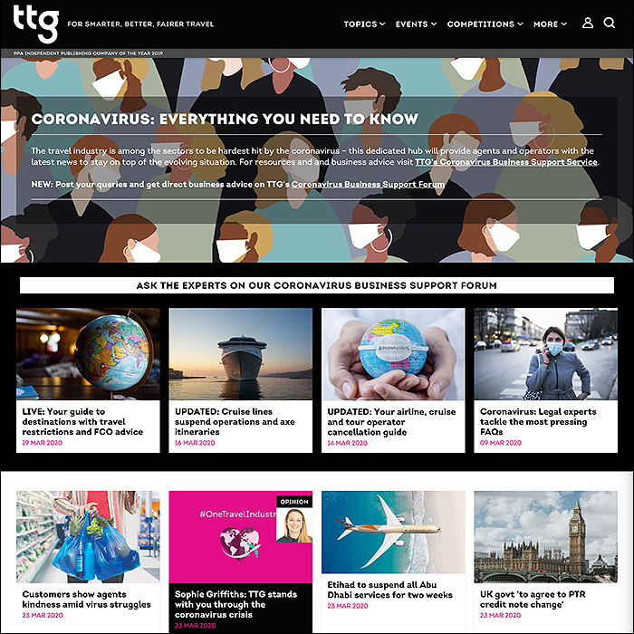 TTG Media Cements its Travel Industry Leadership with Exemplary Coronavirus Hub