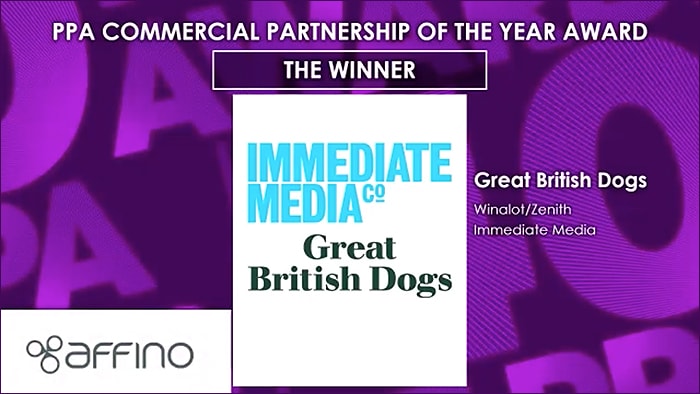 And the Winner is ................. Winalot, Zenith and Immediate Media for the Great British Dogs social media experience