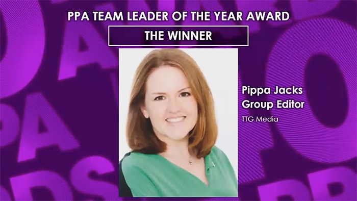 Side Note - Congratulations to Pippa Jacks at TTG Media for Winning Team Leader of the Year!