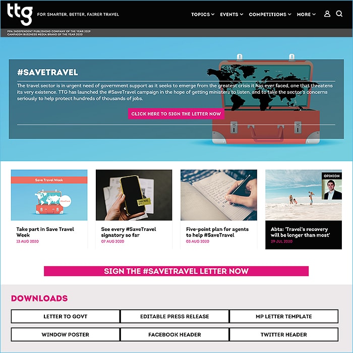 TTG's #SAVETRAVEL Campaign uses Affino Forms to Great Effect