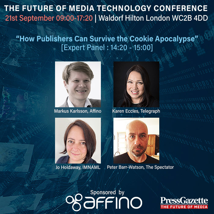 Affino Sponsors PressGazette's Future of Media Technology Conference once more - and participates in Expert Panel on 3rd Party Cookies