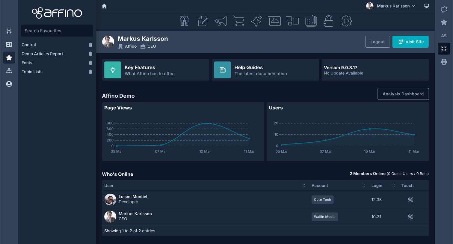 New Affino Control Centre